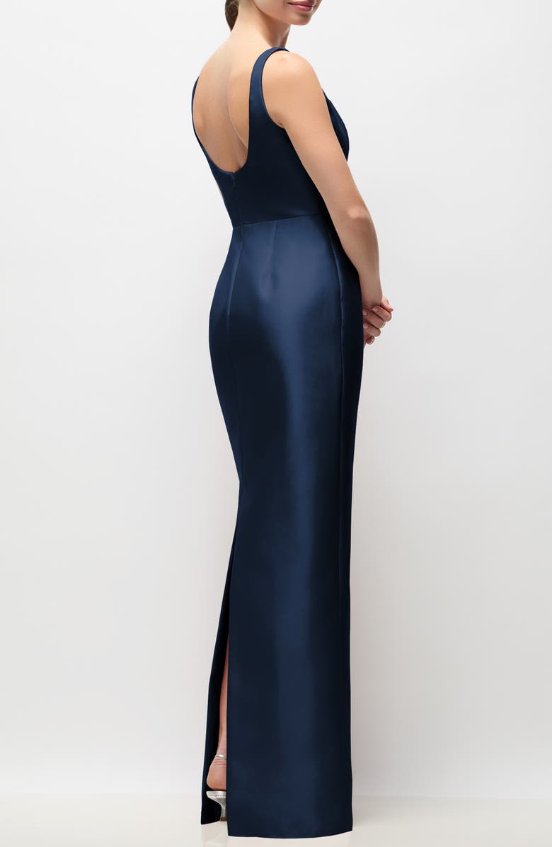 Alfred Sung Julian Satin Twill Gown, Alternate, color, Midnight
