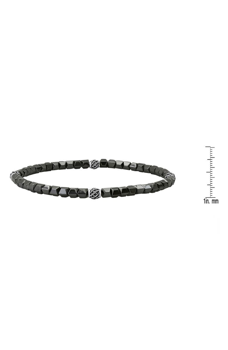 HMY JEWELRY Sterling Silver & Hematite Stretch Bead Bracelet, Alternate, color, Silver
