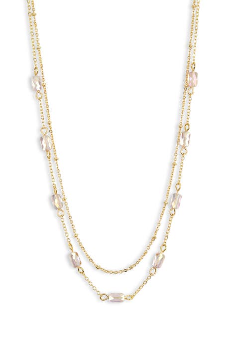 Rectangle Beaded Layered Necklace