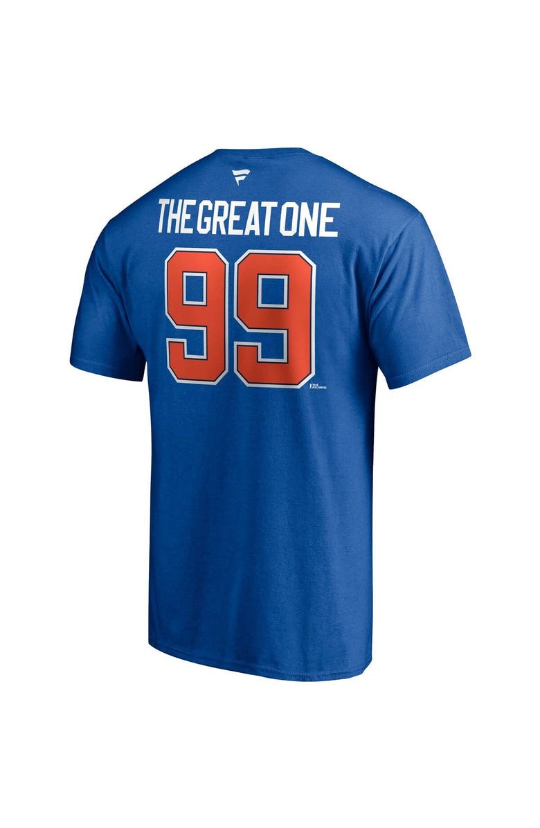 FANATICS Men's Fanatics Branded Wayne Gretzky Royal Edmonton Oilers Authentic Stack Retired Player Nickname & Number T-Shirt, Alternate, color, 