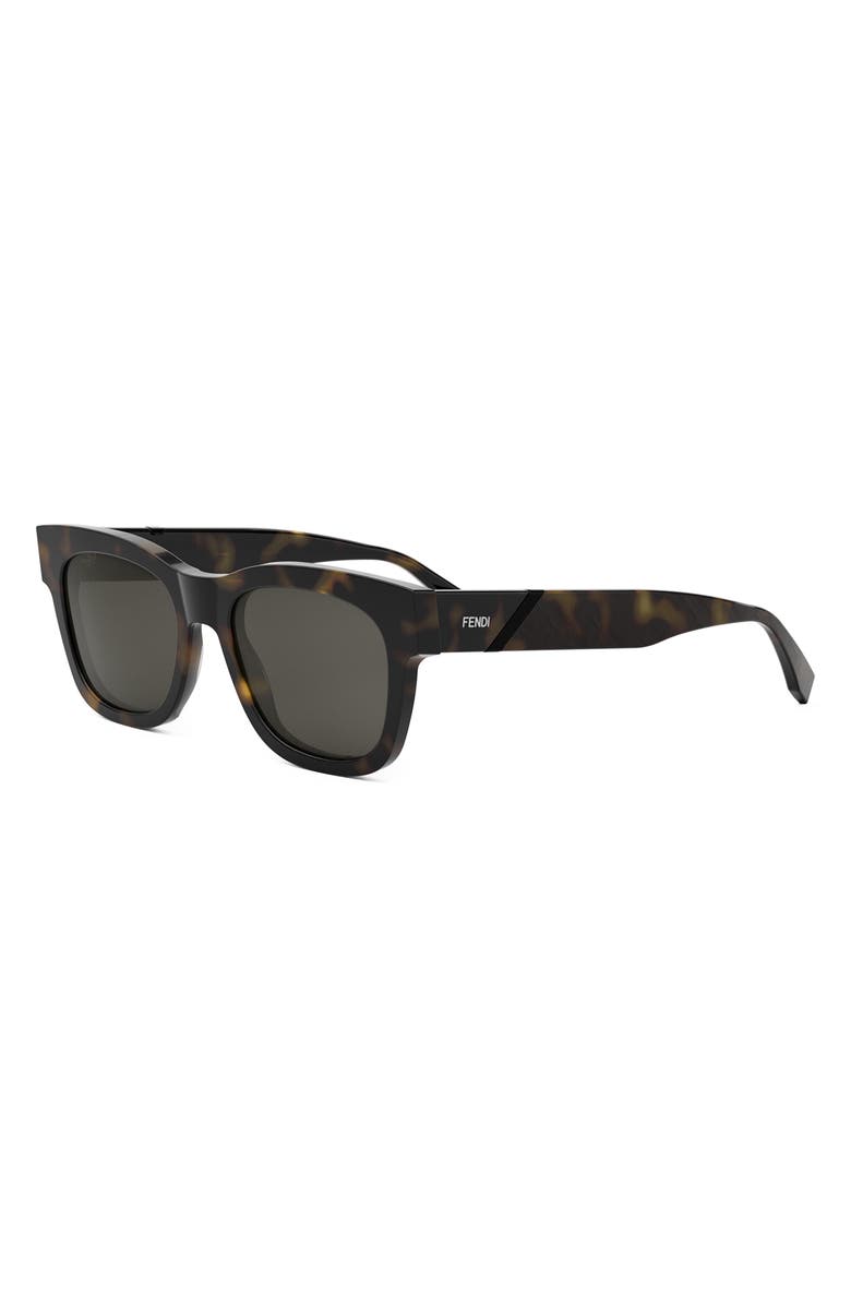 Fendi 'Fendi Diagonal 51mm Square Sunglasses, Alternate, color, Dark Havana / Smoke