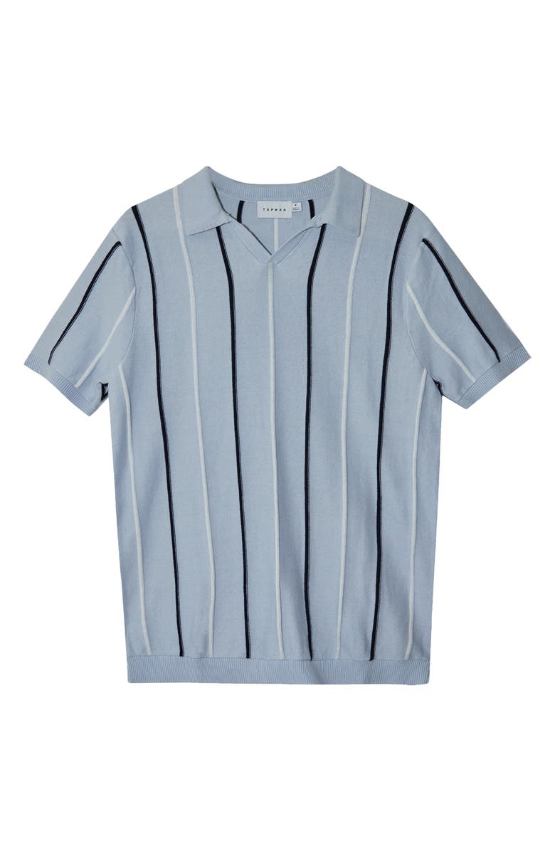 Topman Rib Stripe Johnny Collar Polo, Alternate, color, 