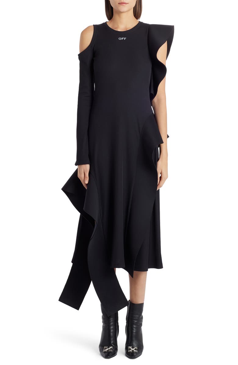off white asymmetrical dress Shake It Off Asymmetric Off-Shoulder Dress Cream