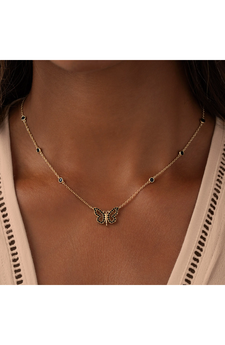Karma and Luck Midnight Renewal Butterfly Necklace, Alternate, color, Gold/Black
