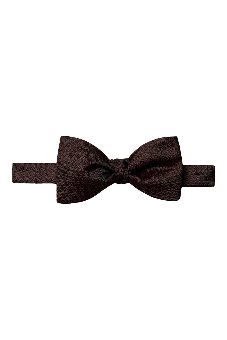 Red Herringbone Silk Bow Tie, Main, color, MEDIUM RED