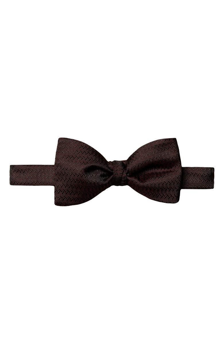 Eton Red Herringbone Silk Bow Tie, Main, color, 