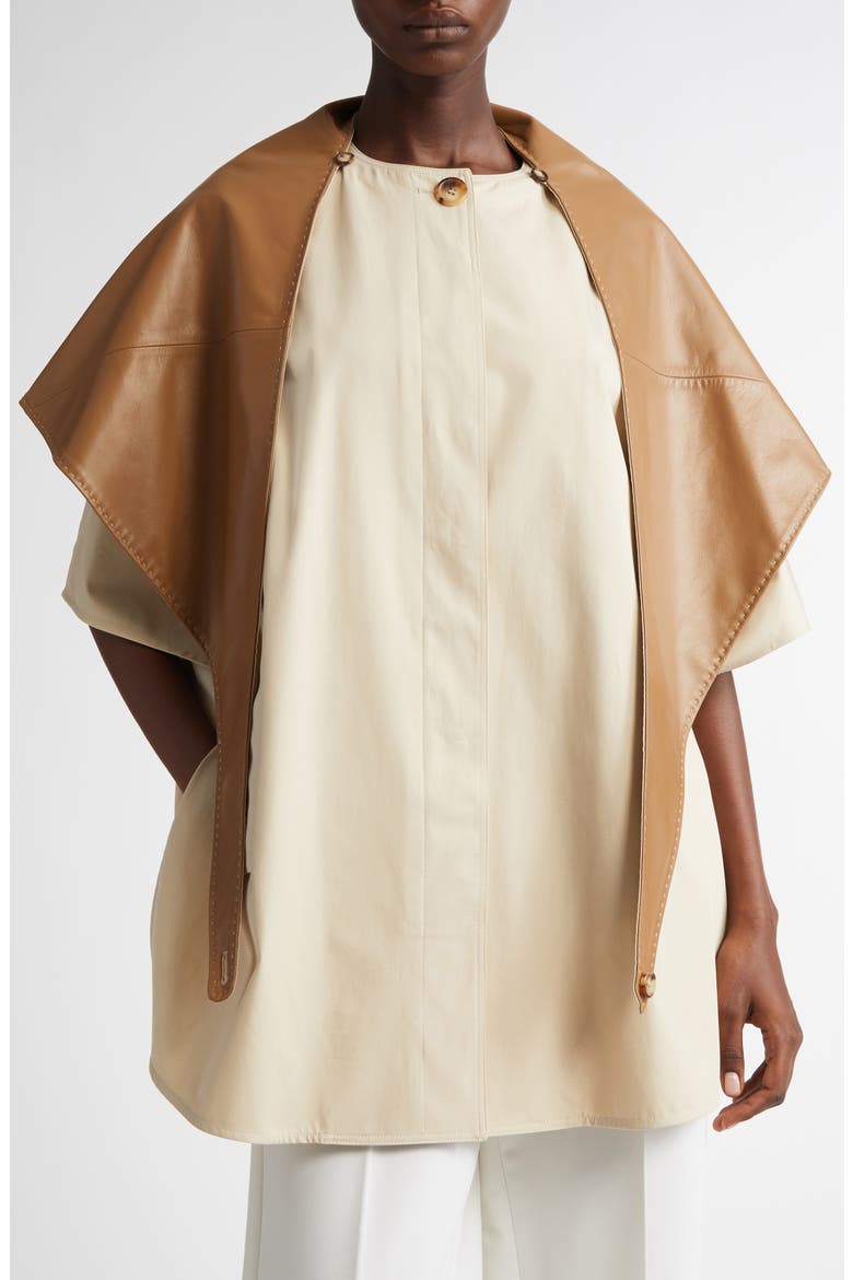 Garza Cotton Cape with Removable Scarf, Main, color, COLONIAL