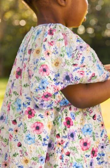 Kids' Puff Sleeve Floral Party Dress