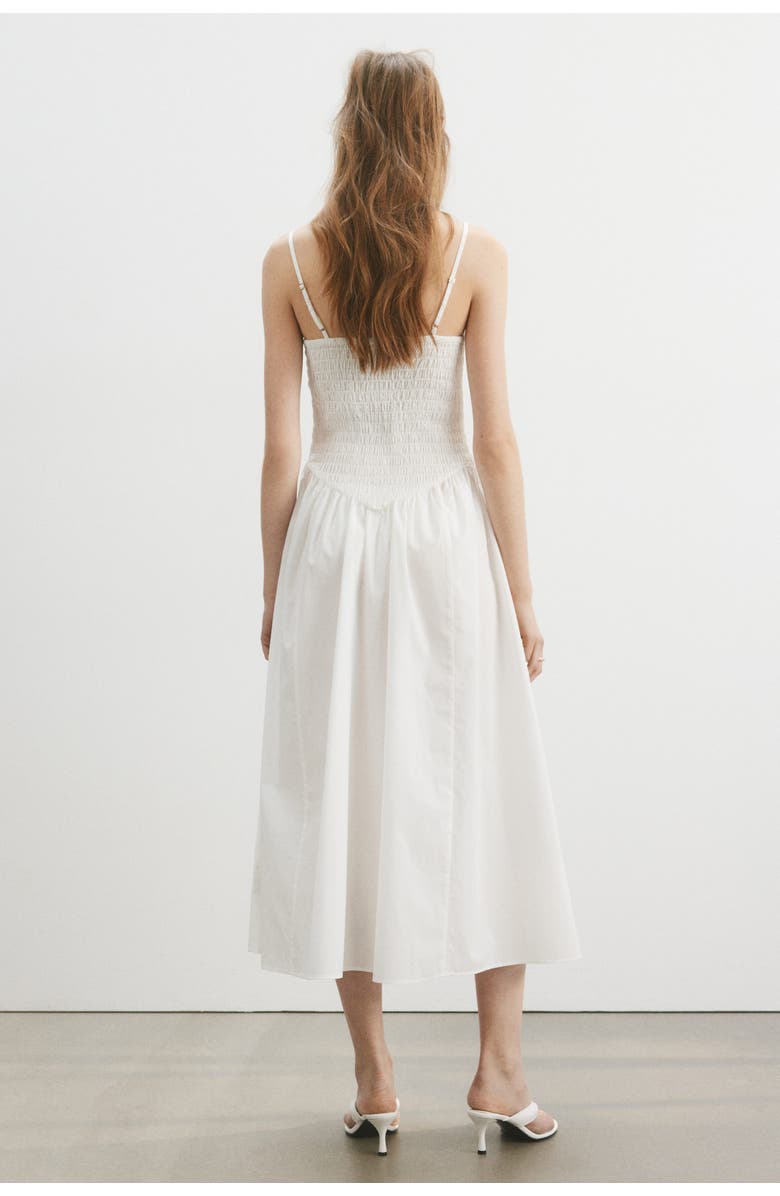 H&M Smocked Flared-skirt Dress, Alternate, color, White