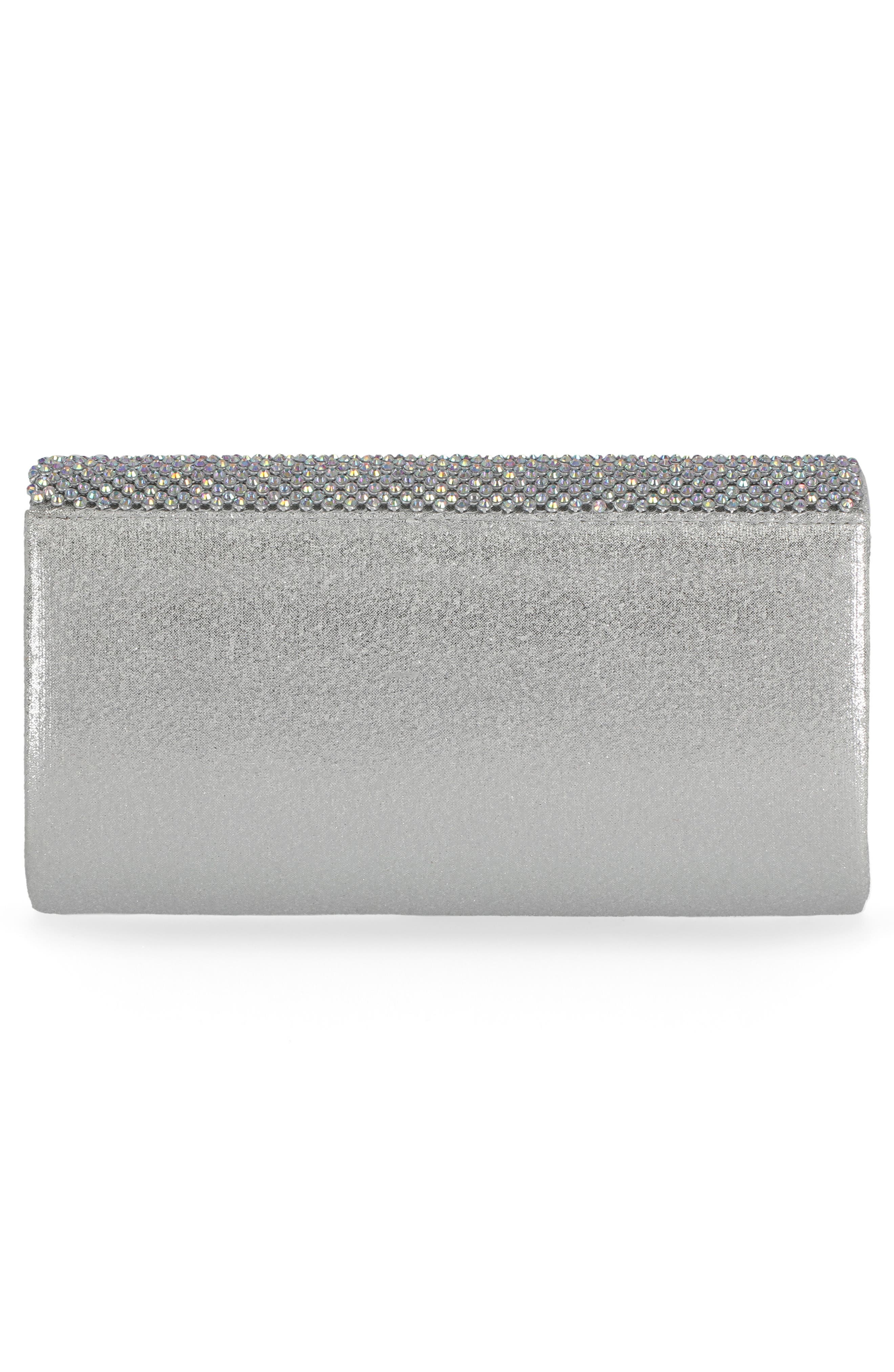 Luisa Embellished Clutch, Alternate, color, IRIDESCENT SILVER