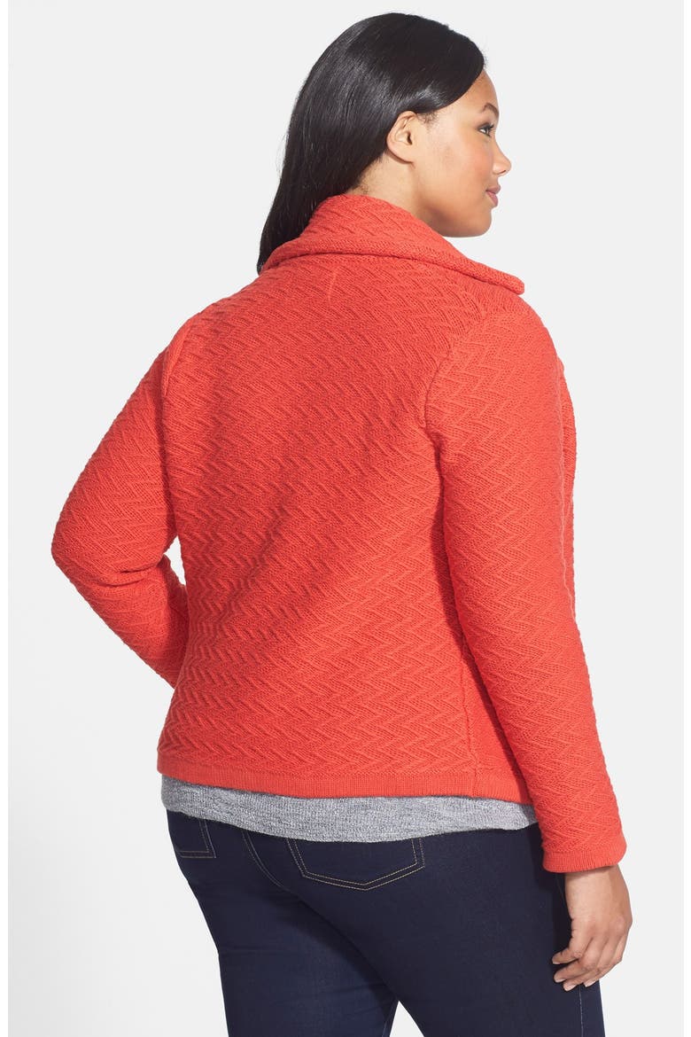 Textured Sweater Jacket, Alternate, color, FIERY RED