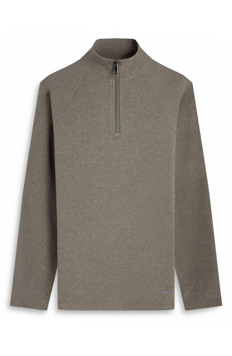 Bugatchi Brushed Cotton Blend Quarter Zip Pullover, Alternate, color, Khaki