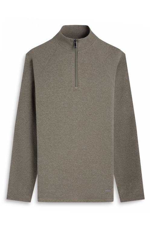 Bugatchi Brushed Cotton Blend Quarter Zip Pullover In Green