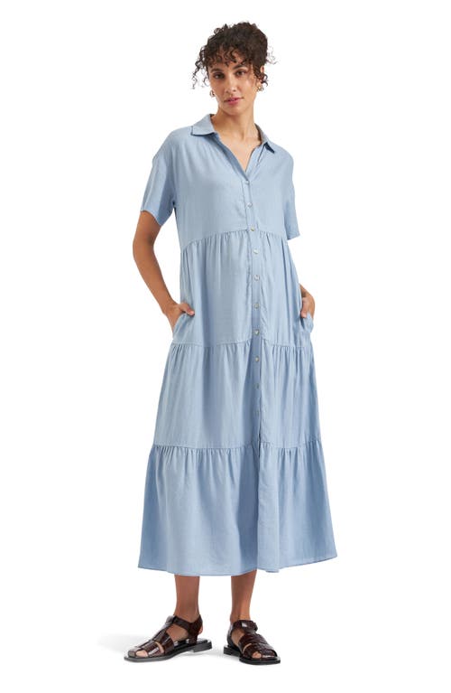 Ripe Maternity Macy Linen Blend Midi Maternity Shirtdress In Pale Blue