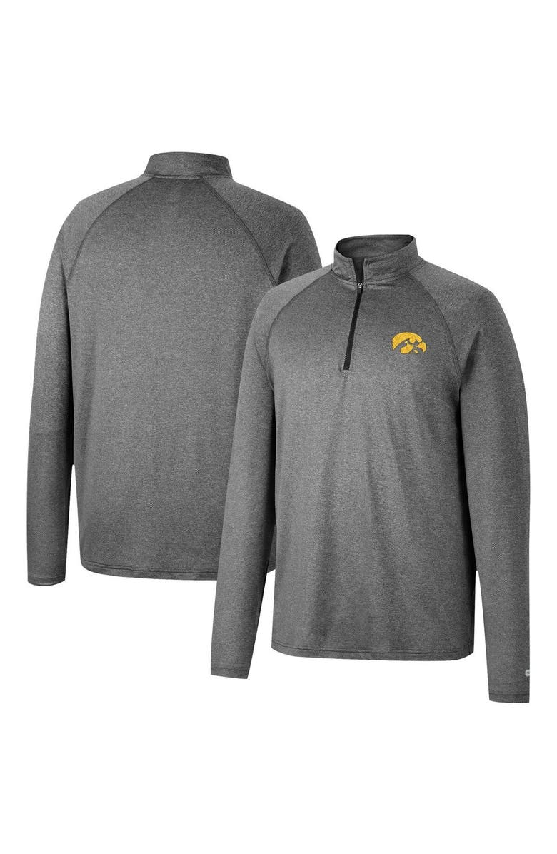 COLOSSEUM Men's Colosseum Heathered Gray Iowa Hawkeyes Earth First Raglan Quarter-Zip Windshirt, Main, color,