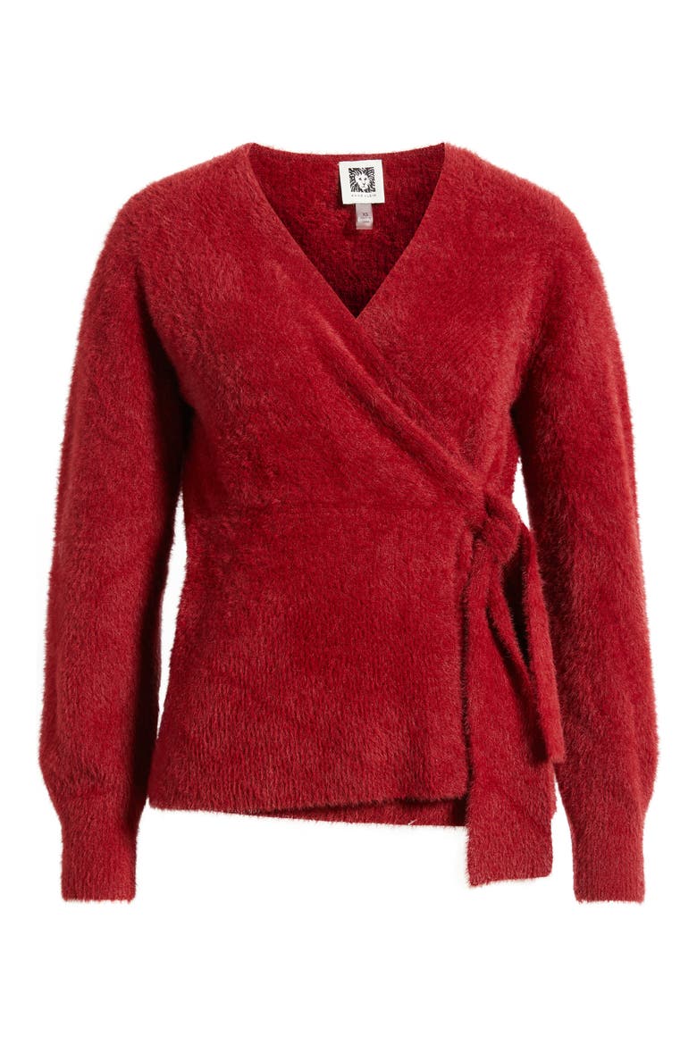 Eyelash Wrap Sweater, Alternate, color, TITIAN RED