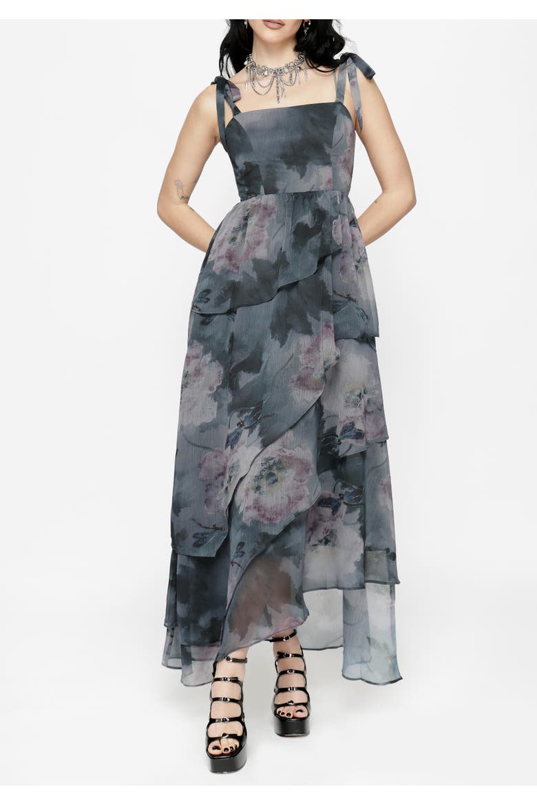 Ophelie Chiffon Tiered Maxi Dress, Alternate, color, Grey