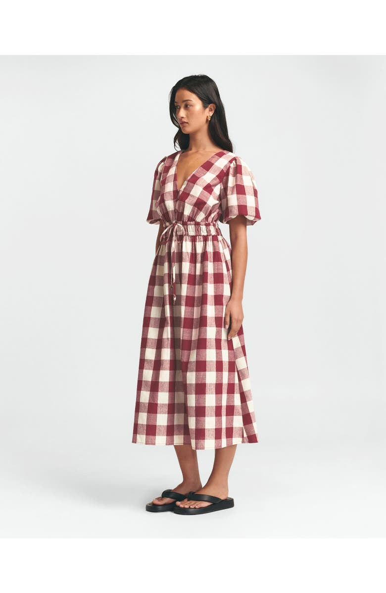 ST MRLO Rowley Midi Dress, Alternate, color, Berry Gingham