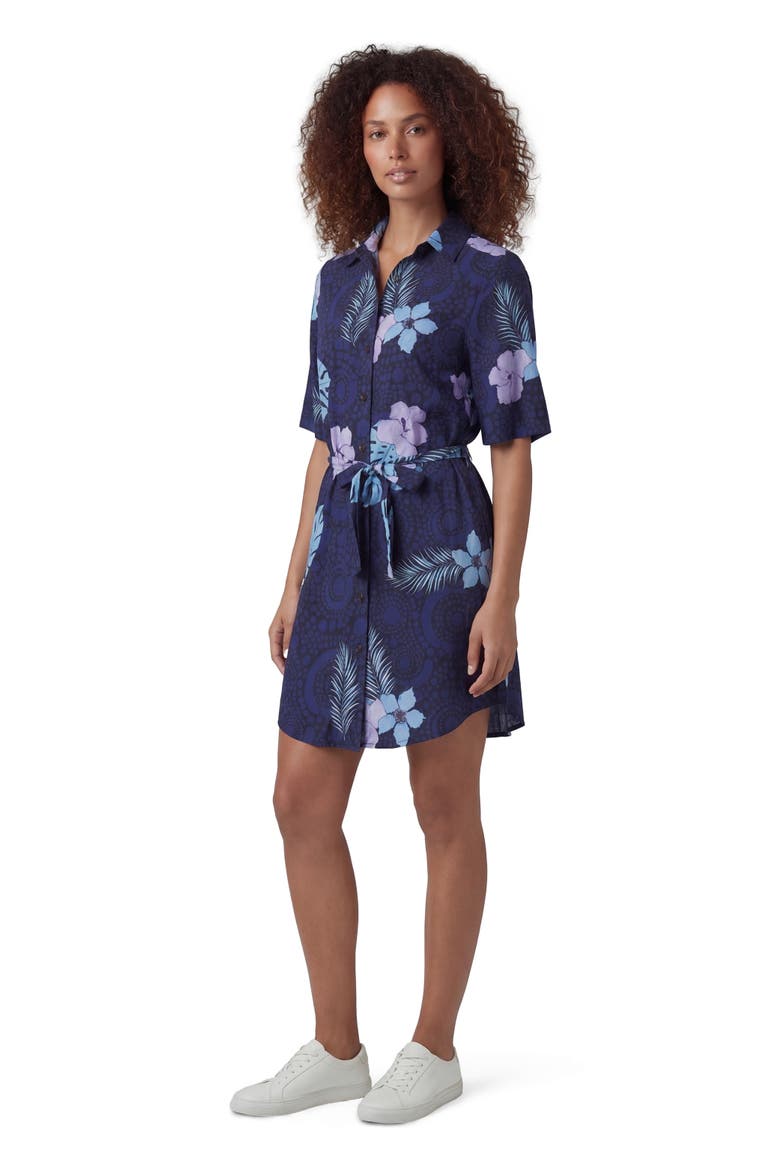 Tropical Fantasy Womens Wrap Shirt Dress, Alternate, color, TROPICAL FANTASY NAVY