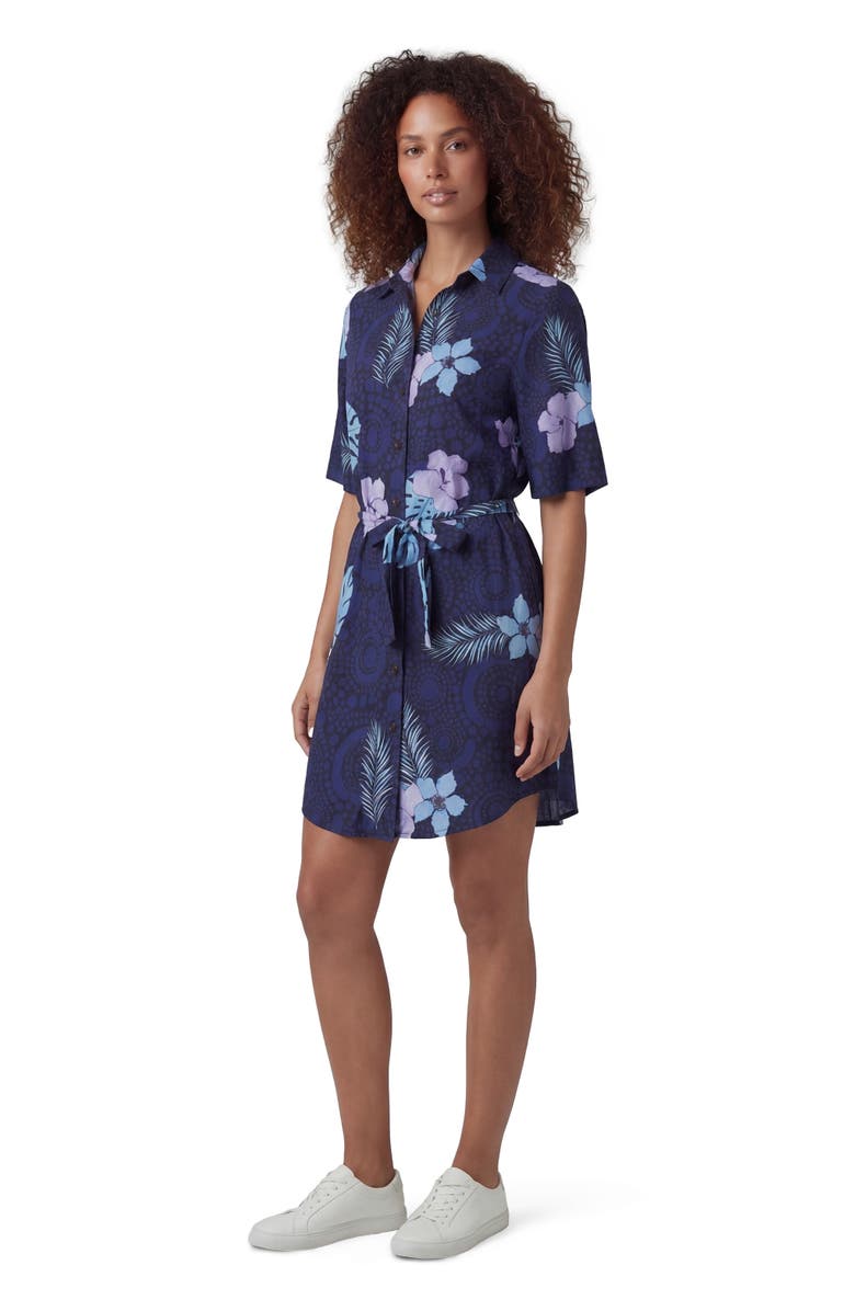Lords of Harlech Tropical Fantasy Womens Wrap Shirt Dress, Alternate, color, Tropical Fantasy Navy