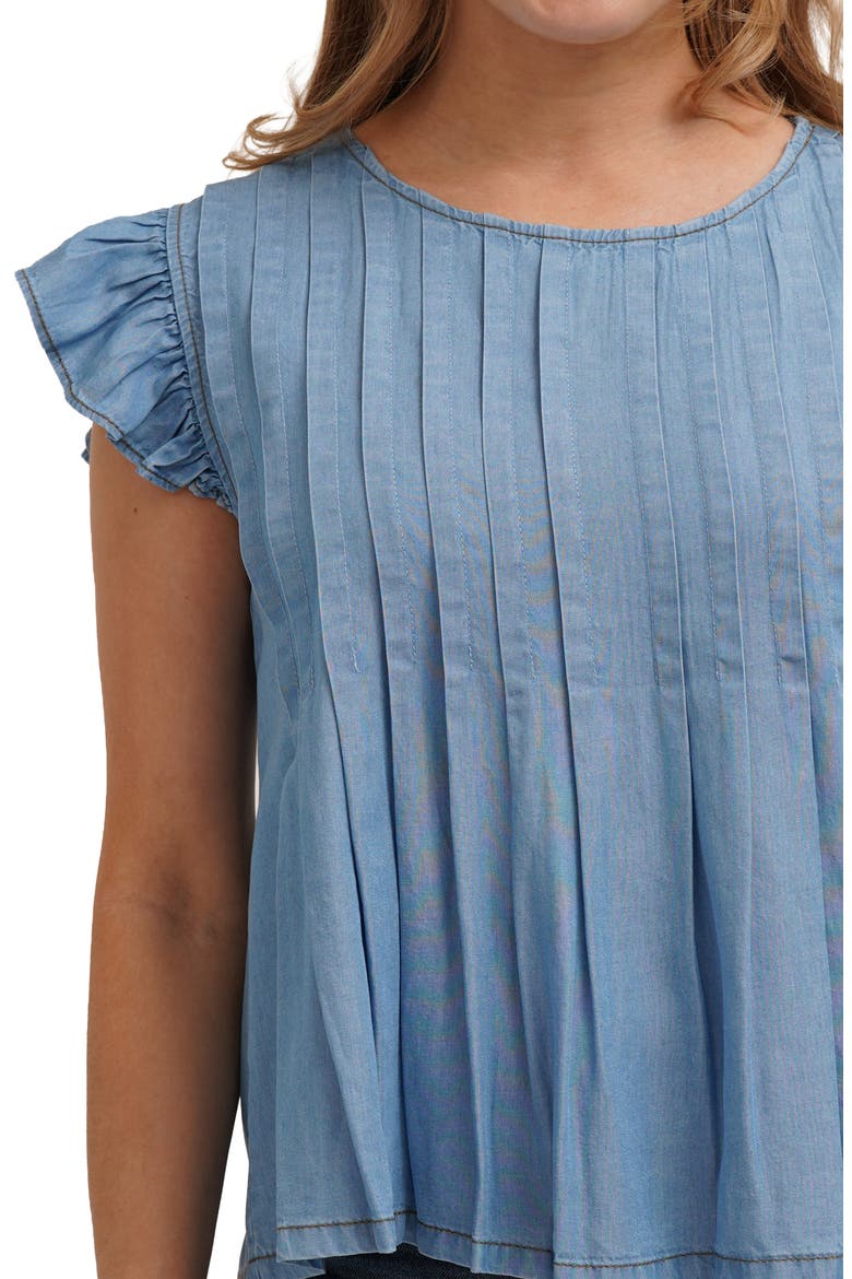 Pleated Top, Alternate, color, MISTY DENIM