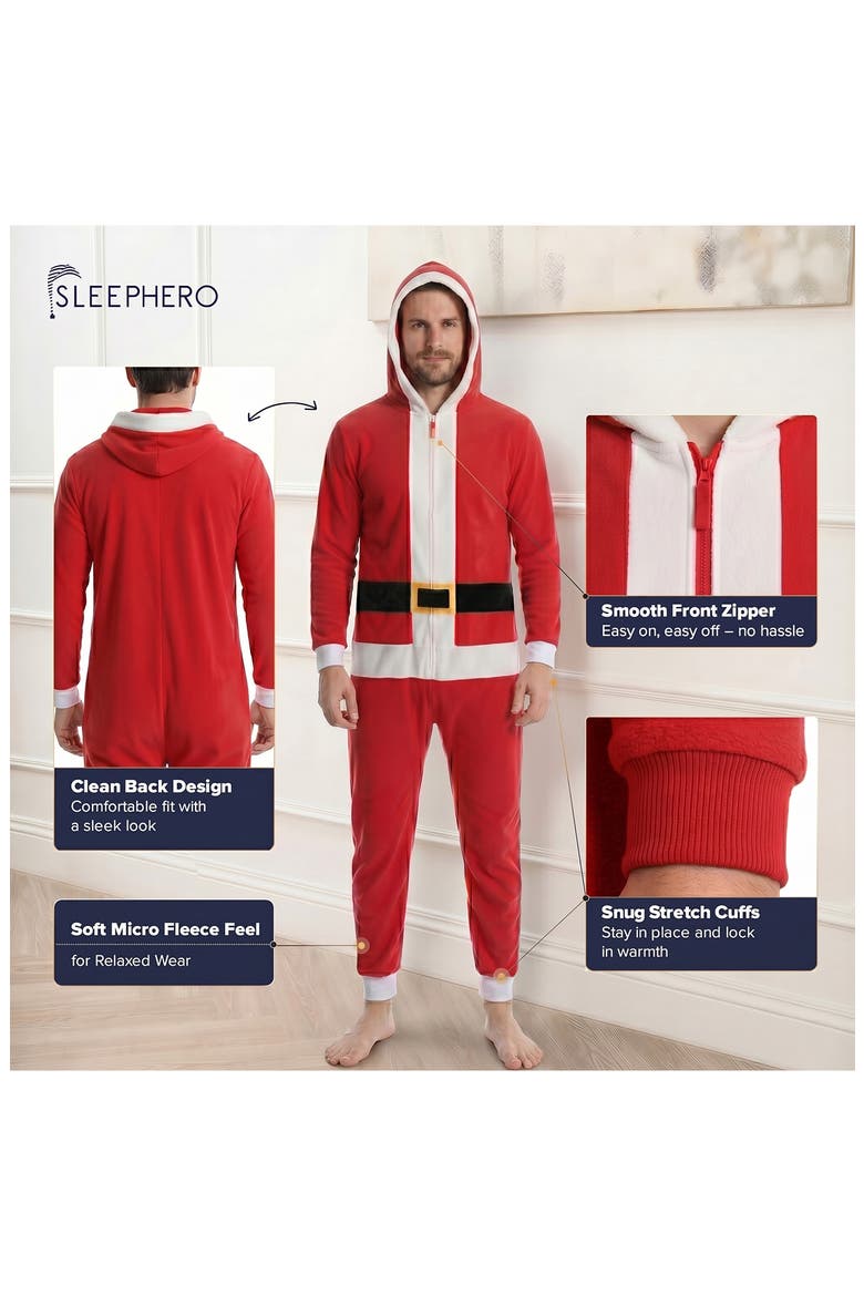 Santa Claus Novelty Fleece Onesie, Alternate, color, SANTA CLAUS