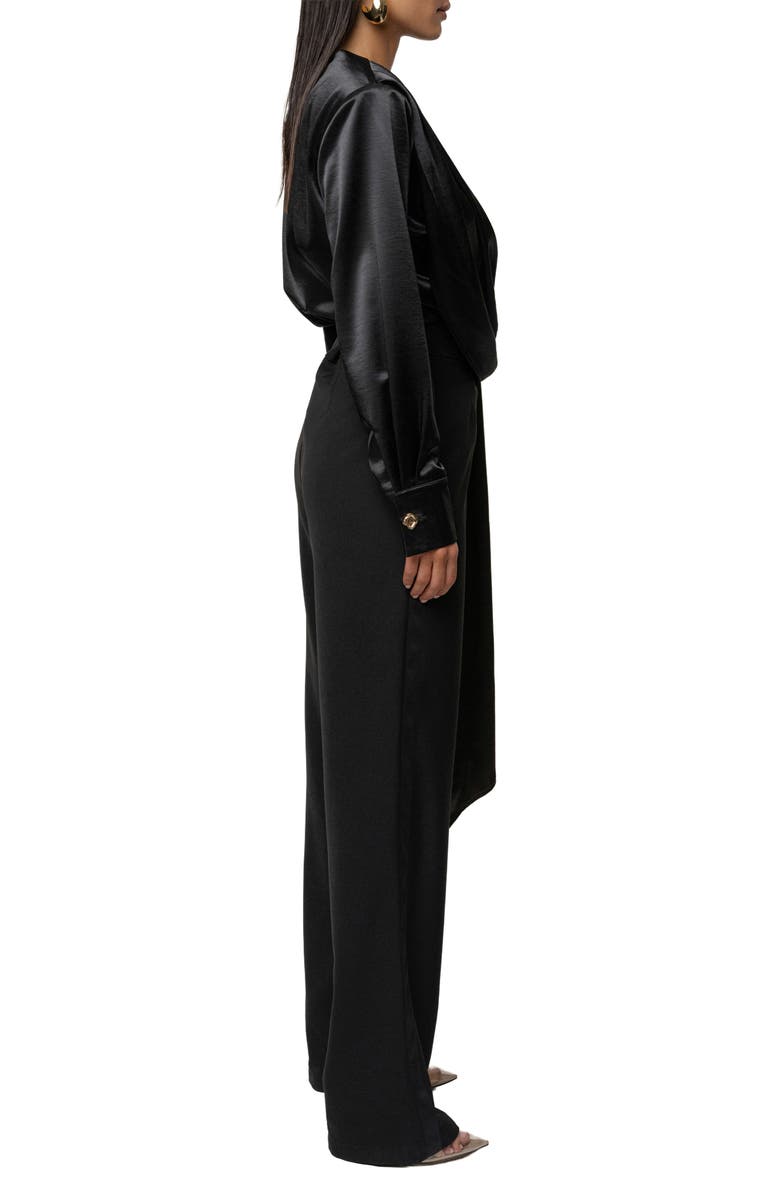 JLUXLABEL Statement Satin Drape Top, Alternate, color, Black