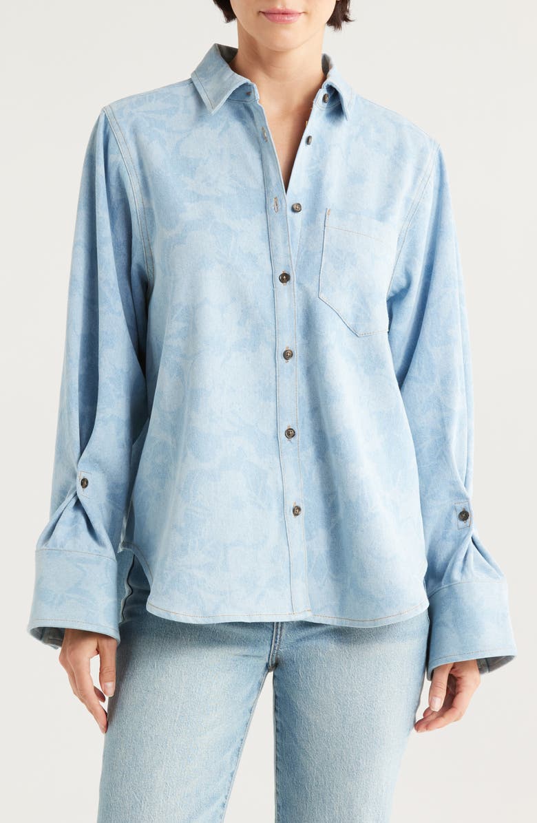 Derek Lam 10 Crosby Wesley Floral Denim Western Button-Up Shirt, Main, color, 
