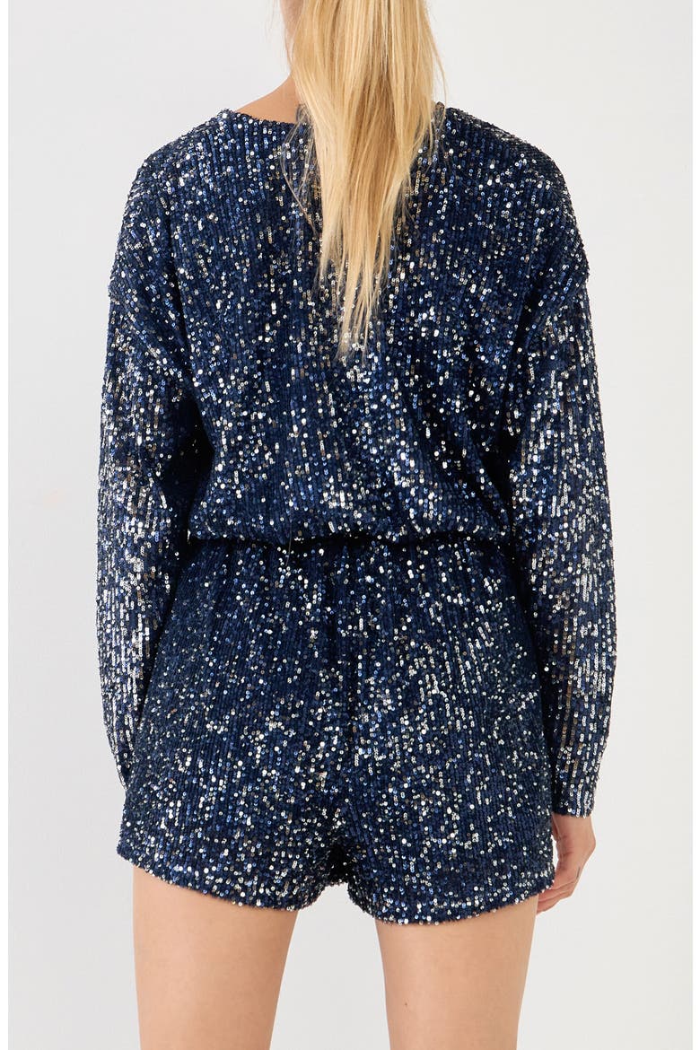 Sequin Wrap Front Romper, Alternate, color, BLUE COMBO