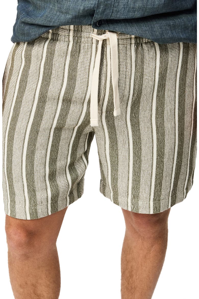 The Laurels Stripe Cotton Blend Drawstring Shorts, Alternate, color, SAGE