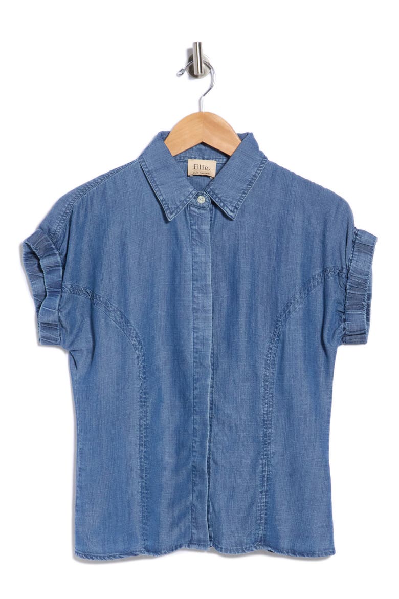 Short Sleeve Denim Shirt, Alternate, color, DARK WASH