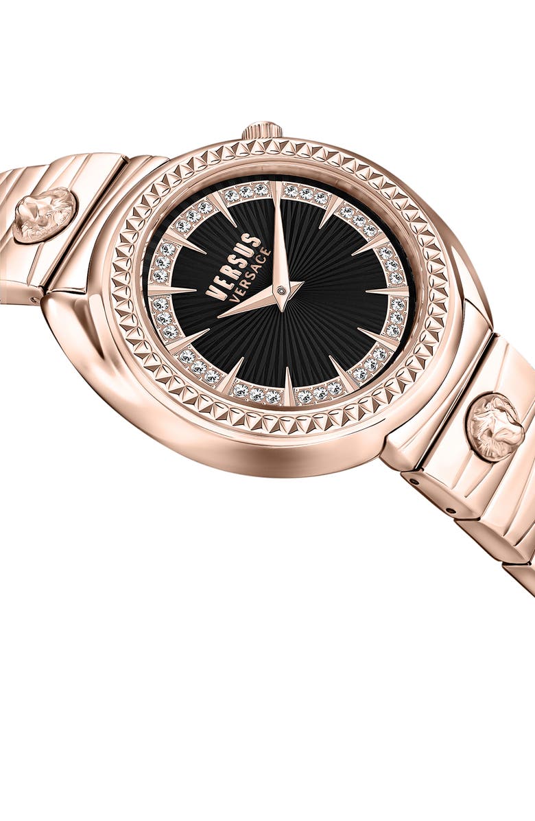 VERSUS Versace Tortona Swarovski Embellished Bracelet Watch, 38mm, Alternate, color, Rosegold