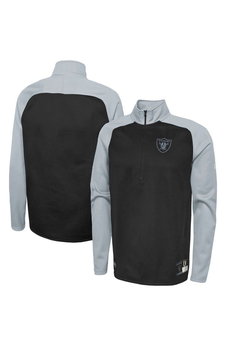 New Era Men's New Era Black Las Vegas Raiders Combine Authentic O-Line Raglan Half-Zip Jacket, Main, color, Black