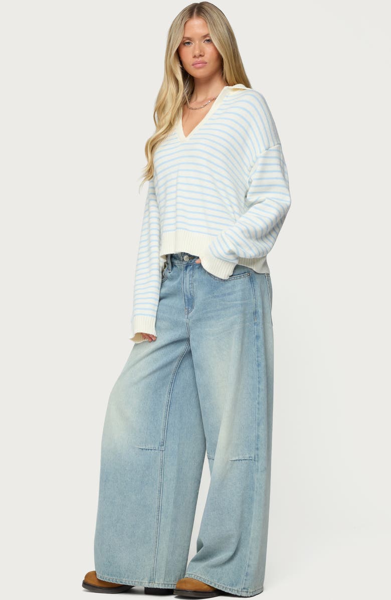 EDIKTED Copenhagen Oversize Stripe Sweater, Alternate, color, Light-Blue-And-Cream