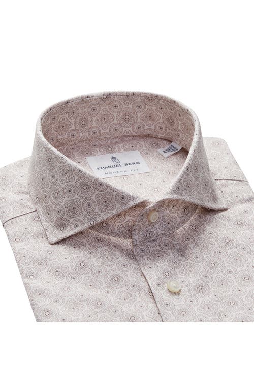 Emanuel Berg Textured Sartorial Geometric Cotton Dress Shirt In Neutral