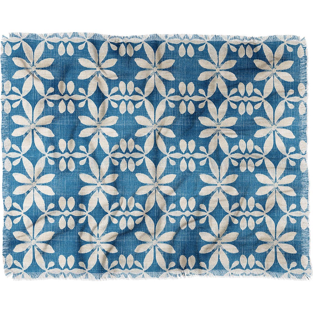 Deny Designs Fringe Trim Throw Blanket In Blue