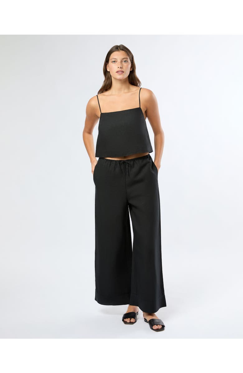 Onia Air Linen Square Neck Tank Top, Alternate, color, Black