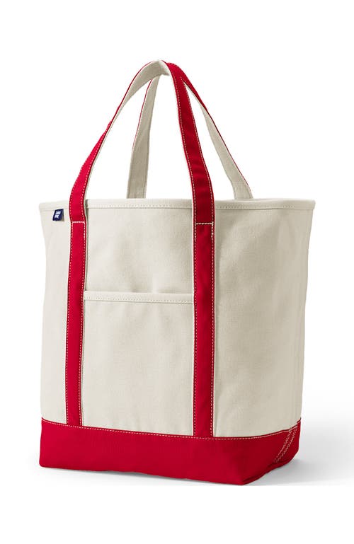 Lands' End Open Top Canvas Tote Bag in Natural/heritage Red at Nordstrom, Size Medium