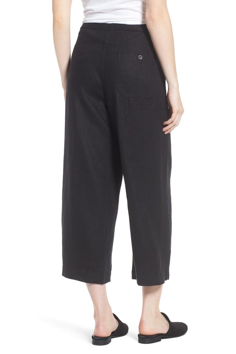 Wide Leg Organic Linen Pants, Alternate, color, BLACK