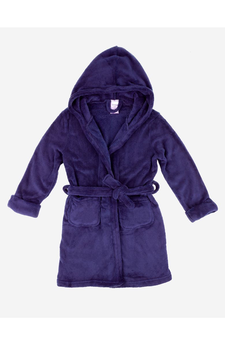 Leveret Kids Fleece Hooded Robe, Solid Colors, Alternate, color, Royal Blue