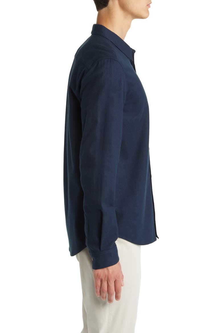 Brushed Cotton Blend Button-Up Shirt, Alternate, color, MIDNIGHT BLUE