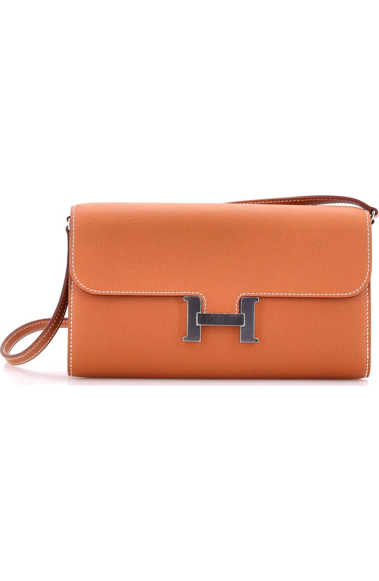 Pre-Owned Hermes Constance To Go Wallet Evercolor, Main, color, Gold