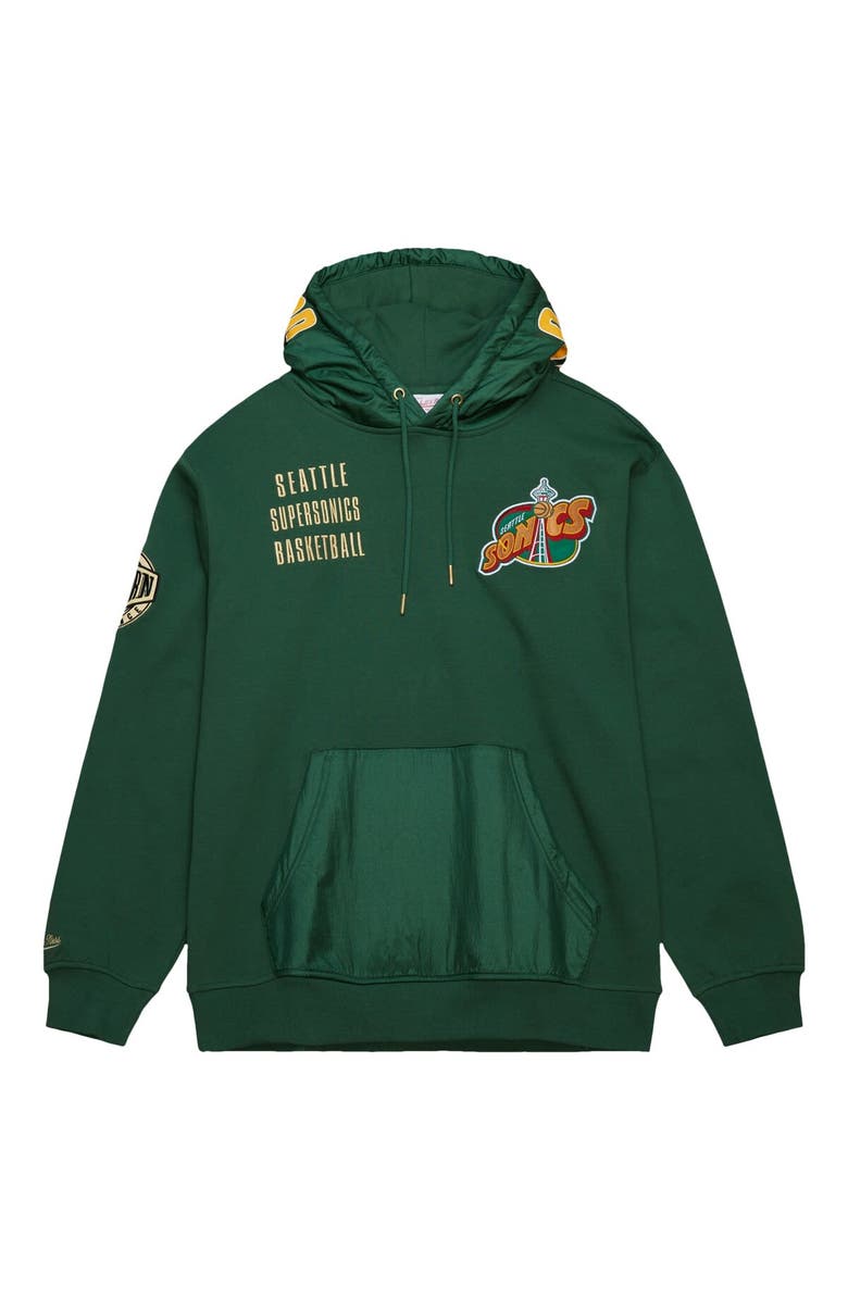 Mitchell & Ness Men's Mitchell & Ness Green Seattle SuperSonics Hardwood Classics Team OG 2.0 Vintage Logo Fleece Pullover Hoodie, Alternate, color, 