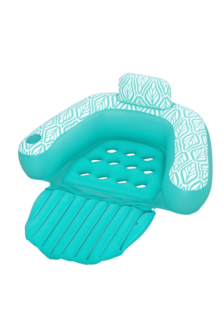 57 Inch Comfort Plush Deluxe Chair Inflatable Pool Lounge with Cup Holder, Main, color, Blue