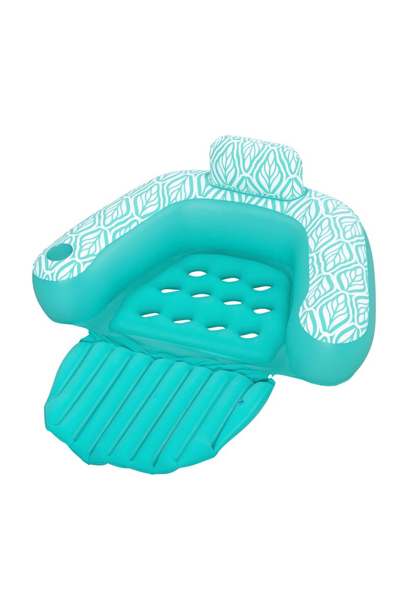 H2OGO! 57 Inch Comfort Plush Deluxe Chair Inflatable Pool Lounge with Cup Holder, Main, color, Blue