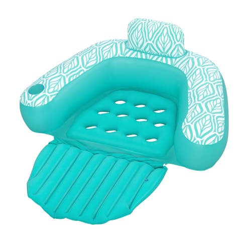 57 Inch Comfort Plush Deluxe Chair Inflatable Pool Lounge with Cup Holder