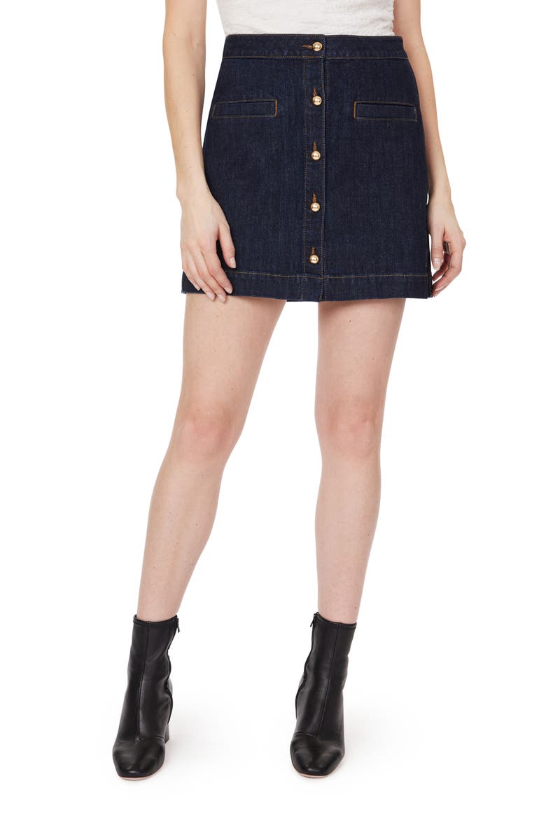 Studded Denim Miniskirt, Main, color, RINSE