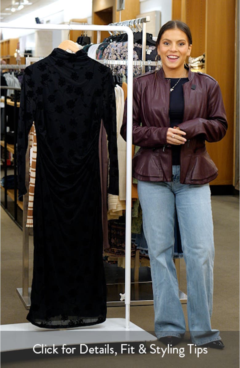 Flocked Floral Long Sleeve Dress, sales video thumbnail