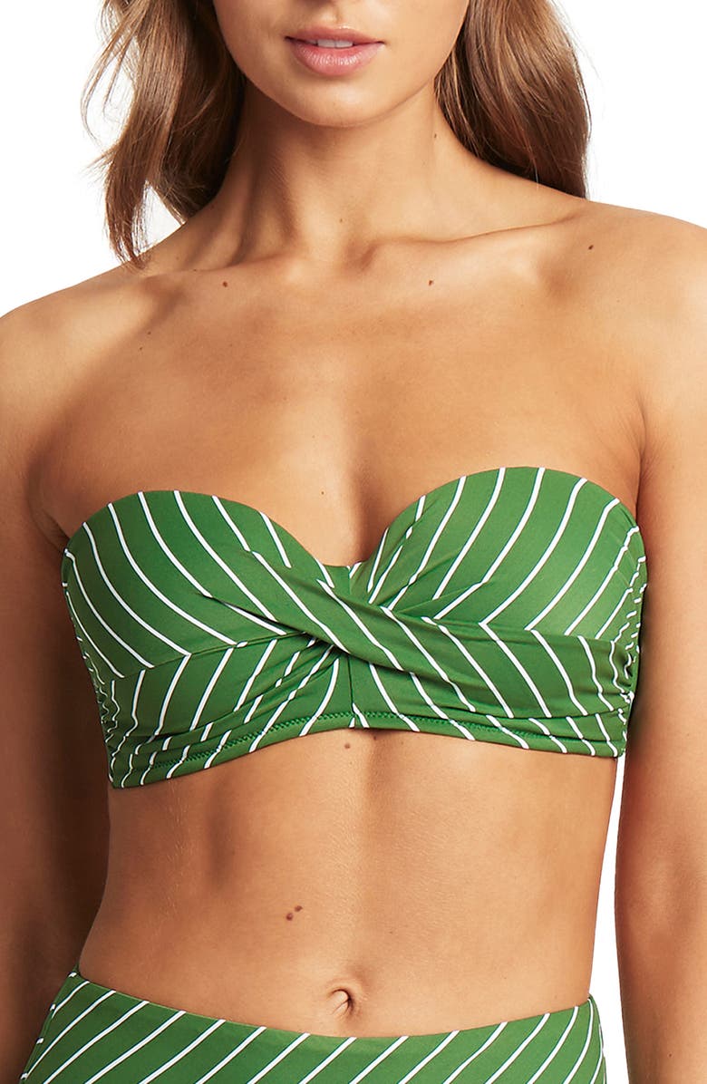 Sea Level Twist Front Bandeau Bikini Top, Main, color,