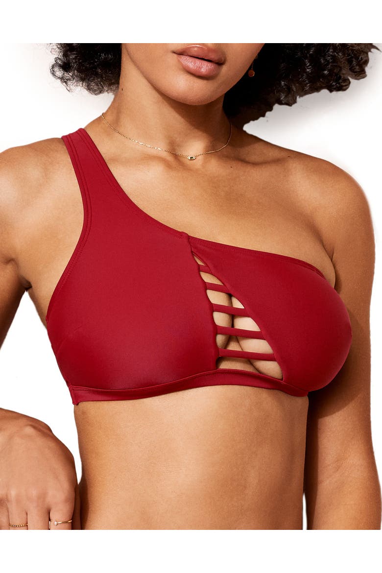 Elle Swimwear Bra, Alternate, color, Dark red
